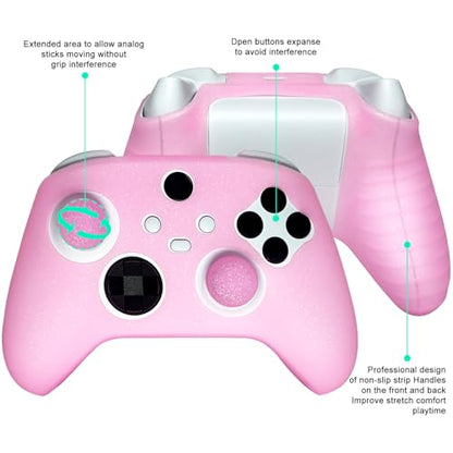 Pink Glitter Anti-Slip Protective Silicone Cover Skin Grips for Xbox Series X/S Controller,8 PCS Glitter Thumb Grips Caps and 2 Grips Caps. - color: Glitter Pink