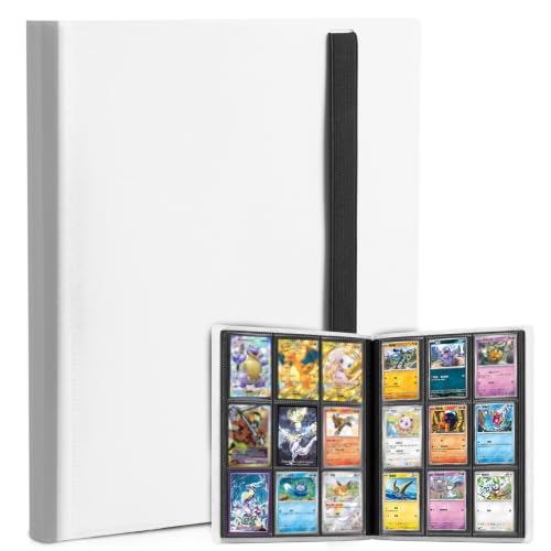 Trading Card Binder, 9 Pocket 20 Pages 360 Cards, Suitable for MTG, TCG(White) - color: White