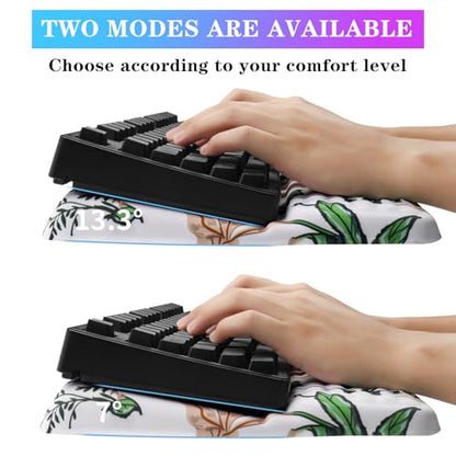 Computer Keyboard Stand with Wrist Rest, Ergonomic Tilted Keyboard Holder - Keyboard Riser with Wrist Pad - Keyboard Tray Support for Office Home - Wild Grass - color: Keyboard Stand-wild Grass