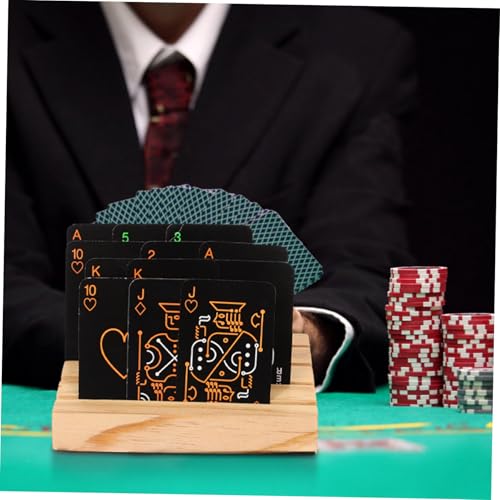 Yardwe Wooden Playing Card Holder Stand for Game Cards Dual Function Storage Rack Hands-Free Organizer for Board Games and Poker and Collectors