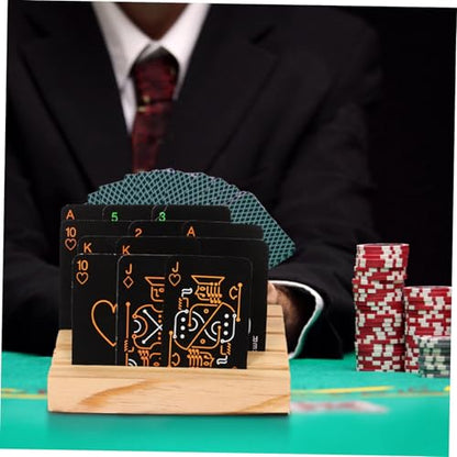Yardwe Wooden Playing Card Holder Stand for Game Cards Dual Function Storage Rack Hands-Free Organizer for Board Games and Poker and Collectors