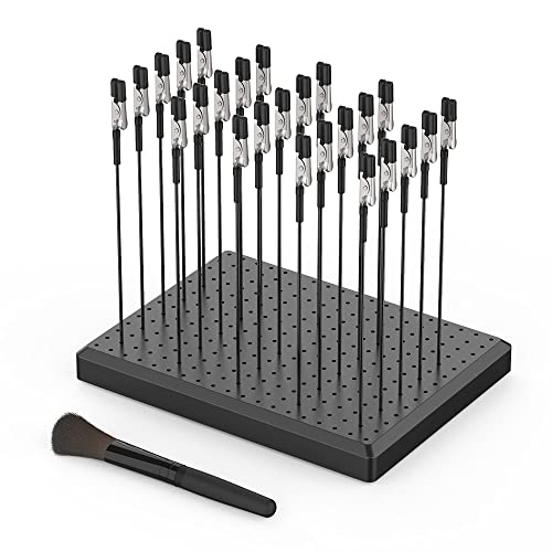 Model Painting Stand Base (19 x 14 Holes) and 25PCS Alligator Clip Sticks Set (with Sturdy Rubber Tips) Modeling Tools for Airbrush Spray, for Gundam Model Parts Holder (7.87 x 5.9Inch) - size: BC2501