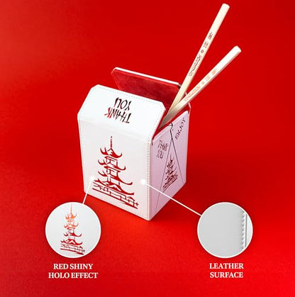 SleeveChief - ORIGINAL China To Go! Trading Card Deck Box | vegan leather & Holo Design | MTG commander deck box & for ALL other trading card games | fits 100 double Sleeved Cards