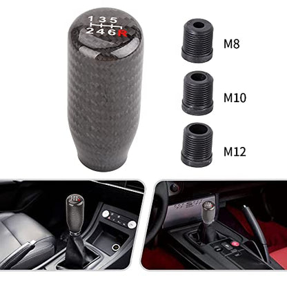 Carbon Fiber Shift Knob for Automatic and Manual Vehicles, Carbon Fiber Gear Shift Knob, 6 Speed Black - size: 6 Speed