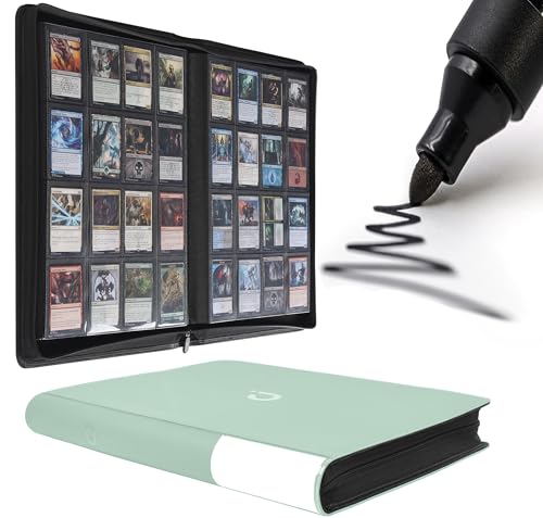 D DACCKIT Card Binder 16 Pocket - Fits 1024 Cards，4X4 Ringless Card Album with Sleeves for Trading Cards & Sports Cards（Model A，Asakusa Green） - color: Asakusa Green