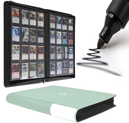 D DACCKIT Card Binder 16 Pocket - Fits 1024 Cards，4X4 Ringless Card Album with Sleeves for Trading Cards & Sports Cards（Model A，Asakusa Green） - color: Asakusa Green