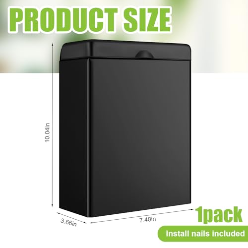Tioncy 1 Pcs Sanitary Napkin Receptacle, Tampon Disposal Bin Wall Mounted Tampon Holder Stainless Steel Sanitary Napkin Disposal Bins for Home Office Public Restrooms Bathroom (Black) - color: Black