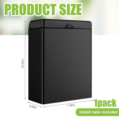 Tioncy 1 Pcs Sanitary Napkin Receptacle, Tampon Disposal Bin Wall Mounted Tampon Holder Stainless Steel Sanitary Napkin Disposal Bins for Home Office Public Restrooms Bathroom (Black) - color: Black