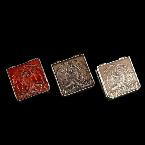 7 in 1 Spinner Metal DND Dice Set subitable for Dungeons & Dragons –Hand-Carved Dragon Design in Magnetic Iron Box （Copper） - color: Openable-copper