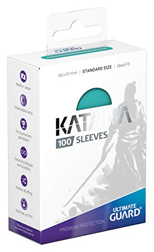 Ultimate Guard Katana Card Sleeves: 100 Standard Size TCG Sleeves, 66 x 91mm, Turquoise Back, Tournament Quality, No PVC & Acid-Free, High Clarity - color: Turquoise, size: Standard Size (66 x 91mm)