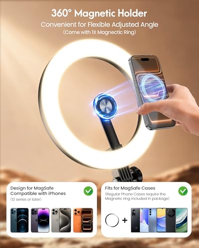 Upgrade 10.5" Ring Light for Desk with Magnetic Phone Holder, 30 Light Modes, Adjustable Zoom Lighting for Computer, Desk Light for Video Calls, Circle Light for Video Recording, Conference, Streaming
