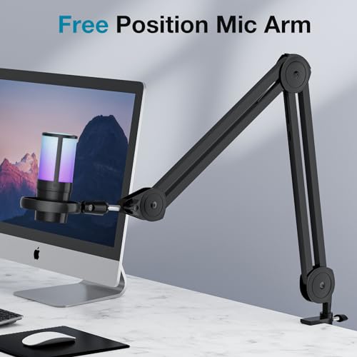 InnoGear Mic Stand Desk Max Load 4.4 lbs Boom Arm Desktop Microphone Stand | Mic Stand, Desk Mount, Easy to Adjust, Max 2" Desk Thickness, Work with Condenser Mics, Hold Pop Filfter, Desk Clamp