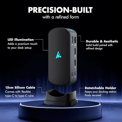 Type C 12 in 1 Wozoyo Docking Station, 4K@60Hz HDMI, Gigabit Ethernet 2XType-C 10Gbps, USB 10 Gbps, PD 100WUSB 2.0, AUX & MIC, SD/TF, Compatible Thunderbolt 4, macOS, Windows, Android & iOS - style: 12-in-1