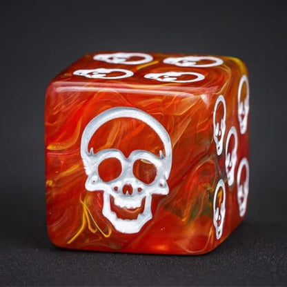 Skull Dice,10 Pieces 16MM Halloween D6 Dice Mini Skull Face,Unique 6 Sided Dice Set Standard Game Dice for MTG DND Tenzi Farkle Yahtzee Bunco or Math Learning(Red) - color: Red