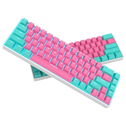 surmen 65% Percent Gaming Keyboard Mechanical with Linear Red Switch, 68-Keys Pink Mini Gaming Keyboard 60 Percent LED Light Backlit PBT Keycaps for Laptop Desktop PC Gamers (68 Miami) - color: 68 Miami