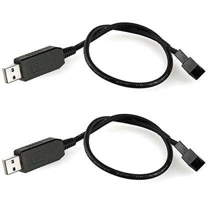 Gebildet Pack of 2 Full Speed 12V Voltage Step-Up USB to 3-Pin and 4-Pin PC Fan Sleeved Power Adapter Cable - style: USB (1 to 1) 5V/12V