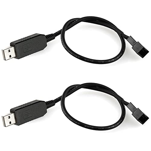 Gebildet Pack of 2 Full Speed 12V Voltage Step-Up USB to 3-Pin and 4-Pin PC Fan Sleeved Power Adapter Cable - style: USB (1 to 1) 5V/12V