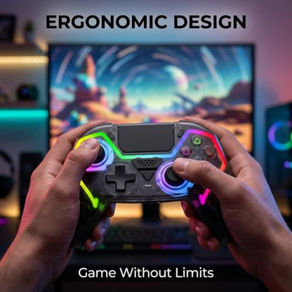 Fyvra Wireless Controller compatible with PS5, PS5 Slim, PS5 Pro, PC, iOS, Mac, Android and Steam with Hall Effect Joysticks and Triggers, 6-Axis Gyro, RGB Lighting, Programmable Back Buttons, Bluetooth 5.3