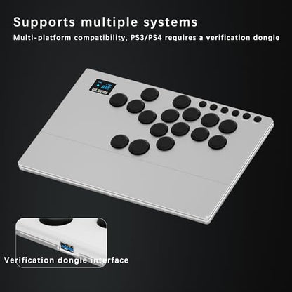 NLOFIN Leverless Arcade Stick 16Keys All-Button Leverless Controller,Silver | Custom RGB Arcade Fighting Stick,for PS4/PS5/PC/Switch/Steam, Aluminum Controller,Supports Hot-Swap&SOCD - color: Silver