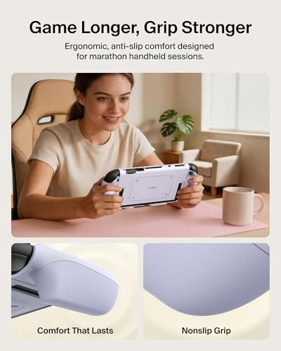 Belkin Nintendo Switch 2 Grip Case, Ergonomic, Dockable, Quick-Release Grip | Ergonomic Non-slip Protective Joy-Con Grip with Easy Joy-Con Removal, Dockable Quick-release Design, Built-in Kickstand - color: Lilac, style: Grip
