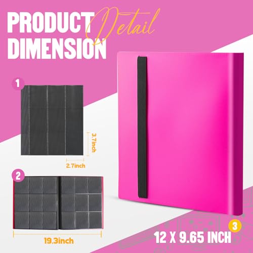 Card Binder 9-Pockets,Trading Card Binder,20 Pages, 360 Card Capacity Collection Binder, Card Folder for MTG, TCG, Game Cards & Sports Cards (Rose Red) - color: Rose red