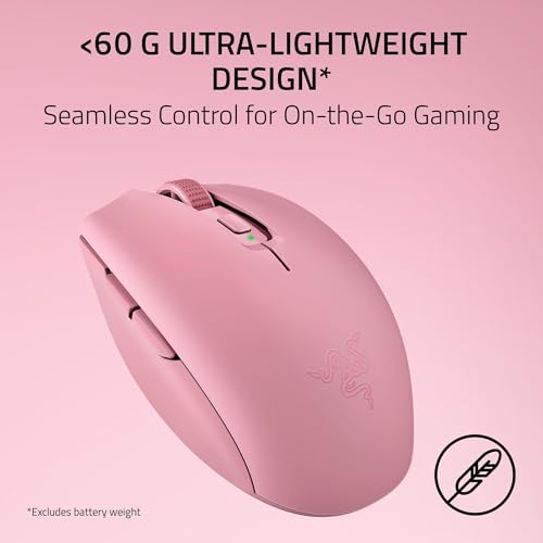 Razer Orochi V2 Wireless Gaming Mouse, PC & Mac, Portable, 60g, Quartz Pink | Bluetooth & 2.4GHz Wireless Connectivity, 18K DPI, Up to 1100 Hr Battery Life - color: Quartz