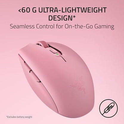 Razer Orochi V2 Wireless Gaming Mouse, PC & Mac, Portable, 60g, Quartz Pink | Bluetooth & 2.4GHz Wireless Connectivity, 18K DPI, Up to 1100 Hr Battery Life - color: Quartz