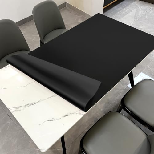 Faux Leather Table Cover,1.8mm Thick,30x42 Inch Table Protector,Table Protector for Dining Room Table,Dining Table Cover.(Black+Black,30x42) - color: Black+black, size: 30" × 42"