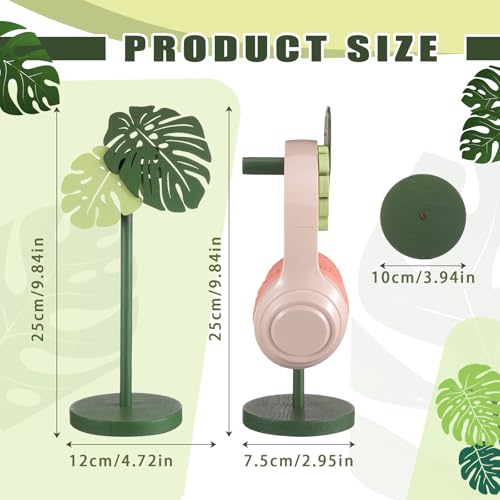 Yookeer Monstera Headphone Stand Cute Headphone Stand Decorative Palm Leaves Wood Desk Decor for Gamer Room Office Desk Gaming Gifts for Girlfriend Office Worker - style: Monstera
