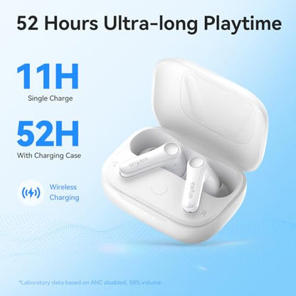 EarFun Air Pro 4 Adaptive Hybrid Noise Canceling Wireless Earbuds, 6 Mics | Qualcomm Snapdragon Sound, aptX Lossless, LDAC Hi-Res Audio, 52H Playtime, Bluetooth 5.4, In-Ear Detection, Glossy White - color: Glossy White
