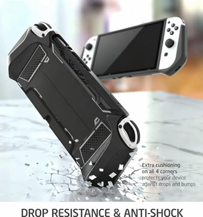 Mumba Dockable Case for Nintendo Switch OLED 2021, Blade Series TPU Grip Protective Cover Accessories Compatible with 7 Inch and Joy-Con Controller (Black) - color: Black