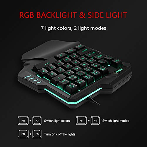 RedThunder One-Handed RGB Gaming Keyboard and Mouse Combo, 35 Keys Mini Gaming Keypad, 6400 DPI Mouse, Portable Game Controller for PC Gamer