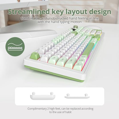 Owpkeenthy 96% Wireless Green Keyboard with Knob, 98 Keys Silent Gasket Mouted Mechanical Feeling Membrane Gaming Keyboard 3-Mode Wired/Bluetooth 5.0/2.4G for Win/Mac(98 Green) - color: 98 Green