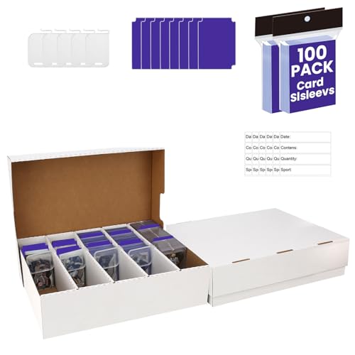 2 Pack Trading Card Storage Box, 3200 Count Card Box, 5 Row Toploader Case | Toploader Compatible Design–Fits standard 3"x4" 35PT hard sleeves,sports cards,MTG,TCG,baseball and game card collection - size: 2-PACK