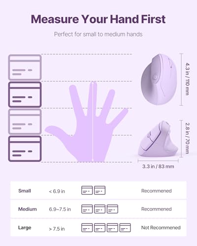 Ergonomic Mouse, USB+Bluetooth Dual Connection, Wireless Vertical Mouse for Reducing Wrist Pain, 1000/1600/2400 DPI, Ergo Mouse with Quiet Click for Windows Mac OS PC Computer Laptop, Purple - color: Purple