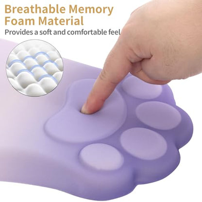 L-SPOUTTO Ergonomic Mouse Pad with Wrist Rest,Cute Mouse Pad Wrist Support | Cat Paw Comfortable Massage Design,Computer Pain Relief Mousepad with Non-Slip PU Base for Desk Laptop Gaming,Gradient Purple - color: Gradient Purple