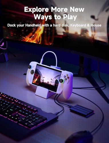 JSAUX Docking Station for ROG Xbox Ally X (2025)/ROG Ally X/ROG Ally/Steam Deck/Legion Go, 6-in-1 Dock with HDMI 4K@120Hz, Gigabit Ethernet, USB A & USB C 3.2 Gen 1, 100W Charging - HB0609 White - color: White