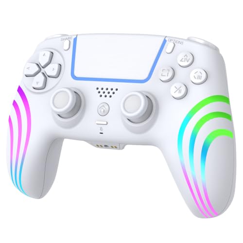 Wireless Anti-Stick Drift Controller for PS5/PC - Features, Turbo, 6-Axis Gyro, Dual Vibration, Macro Back Buttons, Touchpad, Bluetooth 5.0, 3.5mm Audio Jack & Built-in Microphone (WHITE2) - color: WHITE2