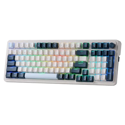 Redragon K686 PRO 98 Keys Wireless Gasket RGB Gaming Keyboard, 3-Mode Win/Mac Mechanical Keyboard w/5-Layer Noise Dampening, Dedicated Knob Control & Hot-Swap in Linear Red Switch, Blue Himmel Color - color: Blue Himmel, size: 98 Keys