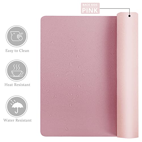 Aothia Double-Sided PU Leather Desk Pad - Non-Slip Large Mouse Pad & Desk Mat for Office, Home - Waterproof, Easy to Clean, Durable Dual-Sided Surface (23.6"x13.7", Purple) - color: Purple, size: 23.6" x 13.7"