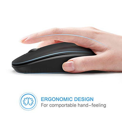 VssoPlor Wireless Mouse, 2.4G Slim Computer Laptop Mouse, Black | Portable Mouse, Plug & Play USB Nano Receiver, Quiet Silent Optical Mice for Notebook, PC, Laptop, Computer, Windows, Mac - color: Black