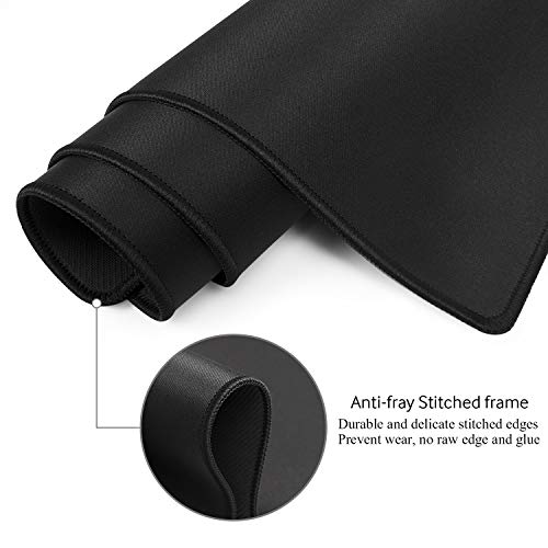 JIALONG Large Gaming Mouse Pad, Extended Mousepad with Black Stitched Edges, XXL Desk Mat, Big Computer Keyboard Mat for Gaming and Office, 35.4 x 15.7 inches - color: Black Stitched Edges