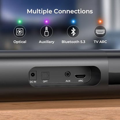 Sound Bar for Smart TV, Soundbar with Bluetooth/ARC/Opt/AUX Connect, Auto Volume Boost, 3 Equalizer Modes, 2 in 1 Detachable Soundbar for TV/PC/Gaming/Projectors - color: Black
