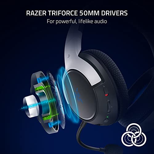 Razer Kaira Wireless PlayStation Gaming Headset, White & Black | 50mm Drivers, HyperClear Cardioid Mic, Memory Foam Cushions, Bluetooth, 30 Hr Battery, for PlayStation 5, PS4, PC, Mobile - color: White/Black, style: Kaira HyperSpeed