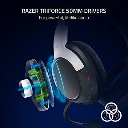 Razer Kaira Wireless PlayStation Gaming Headset, White & Black | 50mm Drivers, HyperClear Cardioid Mic, Memory Foam Cushions, Bluetooth, 30 Hr Battery, for PlayStation 5, PS4, PC, Mobile - color: White/Black, style: Kaira HyperSpeed
