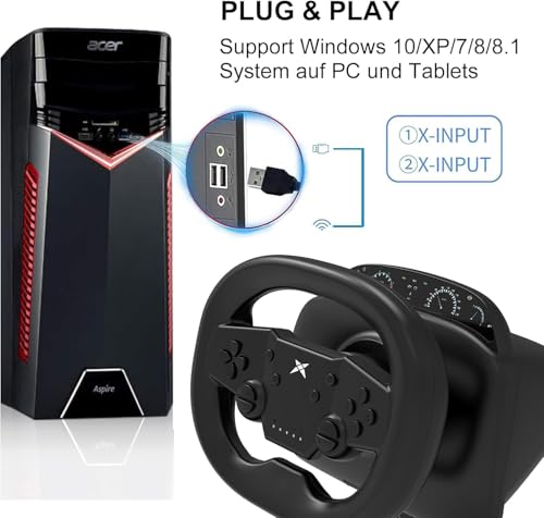 DOYO Gaming Steering Wheel with Pedals, 270 Degree Racing Wheel with Dual-Vibration Motors, Wireless Steering Wheel for PS4, PC, Nintendo Switch, PS3, IOS, Android Racing Games