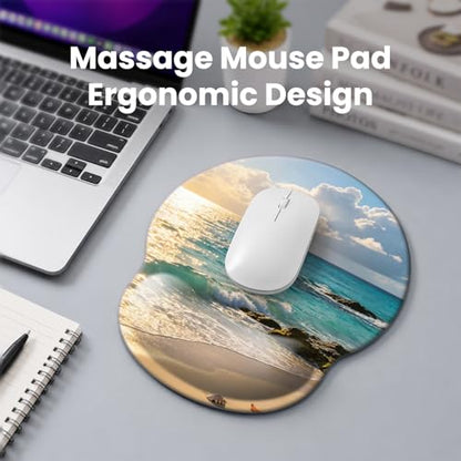 Mouse pad with Wrist Rest,Relieving Pain Memory Foam Computer pad, Ergonomic Desktop Mouse, Silicone Material Mouse pad, with Non-Slip PU Base (The sea) - color: The sea