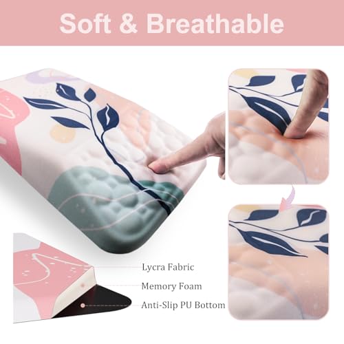 Ospelelf Mouse Pad with Wrist Rest and Keyboard Wrist Rest, Ergonomic Wrist Rest for Computer, Office, Gaming, Pink - color: Pink Plant