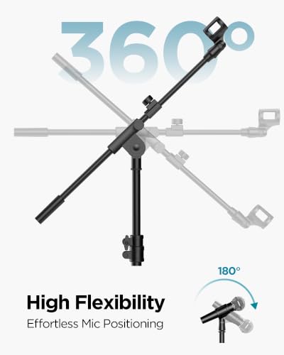 InnoGear Mic Stand Floor Microphone Stand with Boom Arm for Singing | Height Adjustable, Detachable, Portable for Travel, Stable Base, Work with Blue Yeti Shure SM58 Samson Q2U Fifine K669B