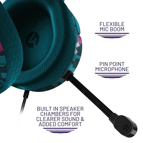 4Gamers Panther Gaming Headset Glitch - Teal, Compatible with PS4, PS5, Xbox, Switch & PC - color: Teal